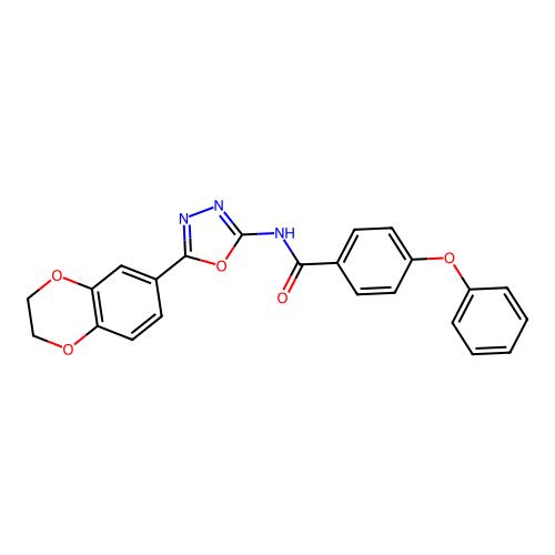 N-[5-(2,3-dihydro-1,4-benzodioxin-6-yl)-1,3,4-oxadiazol-2-yl]-4-phenoxybenzamide structure