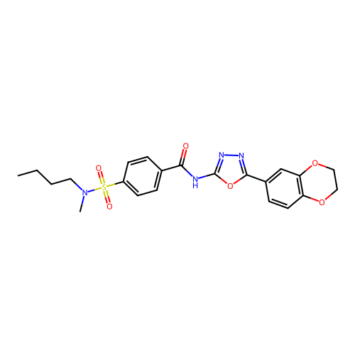 4-[butyl(methyl)sulfamoyl]-N-[5-(2,3-dihydro-1,4-benzodioxin-6-yl)-1,3,4-oxadiazol-2-yl]benzamide structure