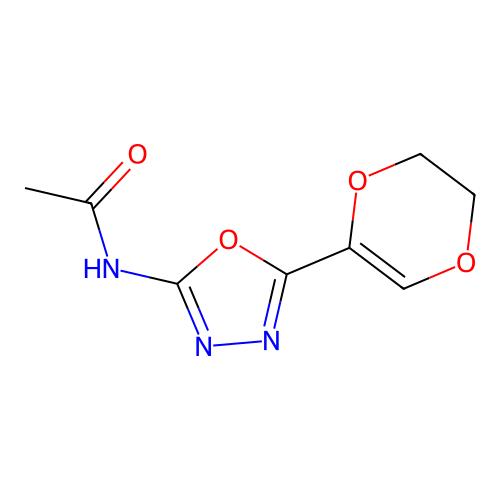 N-(5-(5,6-dihydro-1,4-dioxin-2-yl)-1,3,4-oxadiazol-2-yl)acetamide structure