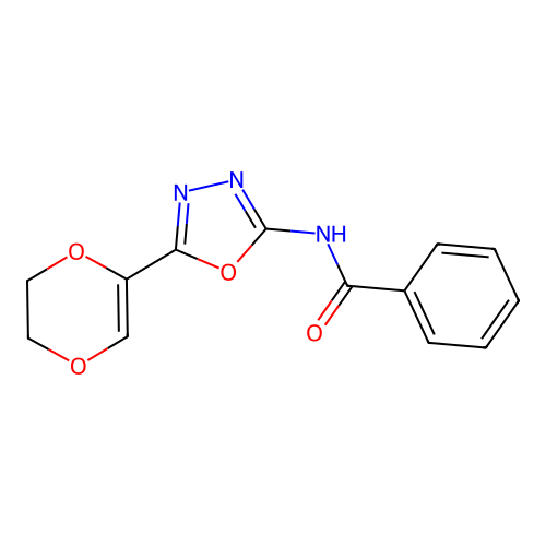 N-(5-(5,6-dihydro-1,4-dioxin-2-yl)-1,3,4-oxadiazol-2-yl)benzamide structure