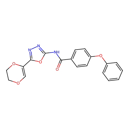 N-(5-(5,6-dihydro-1,4-dioxin-2-yl)-1,3,4-oxadiazol-2-yl)-4-phenoxybenzamide structure