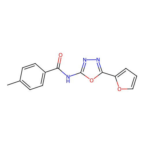 N-[5-(furan-2-yl)-1,3,4-oxadiazol-2-yl]-4-methylbenzamide structure