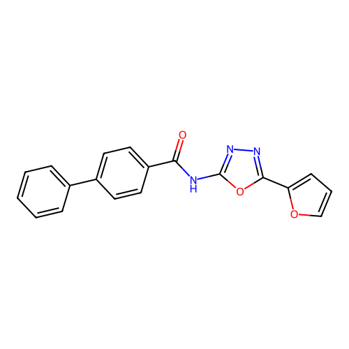 N-[5-(furan-2-yl)-1,3,4-oxadiazol-2-yl]-[1,1'-biphenyl]-4-carboxamide structure