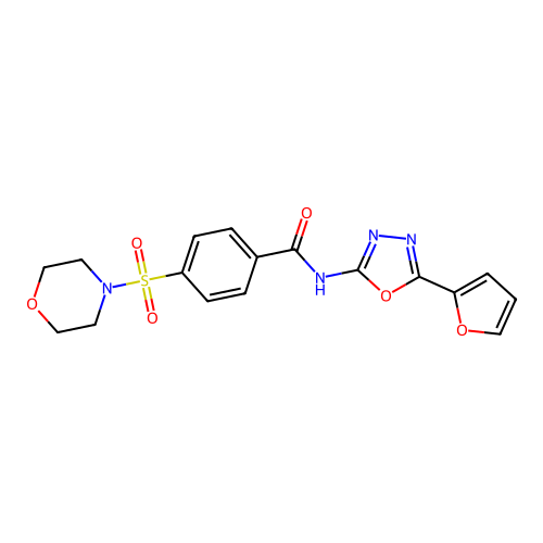 N-[5-(furan-2-yl)-1,3,4-oxadiazol-2-yl]-4-morpholin-4-ylsulfonylbenzamide structure