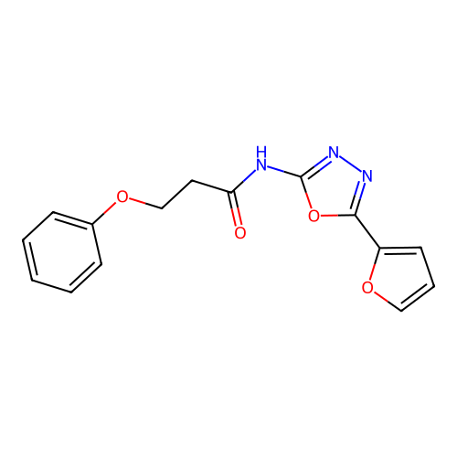 N-(5-(furan-2-yl)-1,3,4-oxadiazol-2-yl)-3-phenoxypropanamide structure