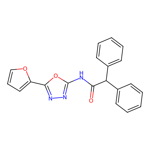 N-[5-(furan-2-yl)-1,3,4-oxadiazol-2-yl]-2,2-diphenylacetamide structure