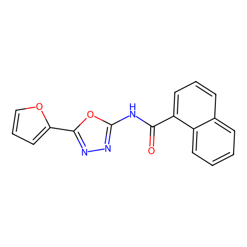 N-[5-(furan-2-yl)-1,3,4-oxadiazol-2-yl]naphthalene-1-carboxamide structure
