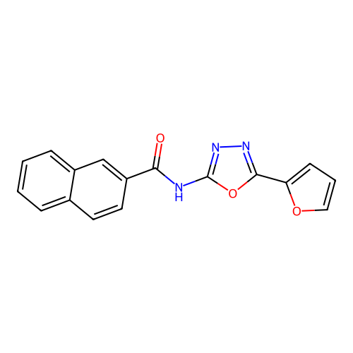 N-[5-(furan-2-yl)-1,3,4-oxadiazol-2-yl]naphthalene-2-carboxamide structure