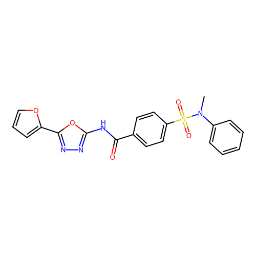 N-[5-(furan-2-yl)-1,3,4-oxadiazol-2-yl]-4-[methyl(phenyl)sulfamoyl]benzamide structure