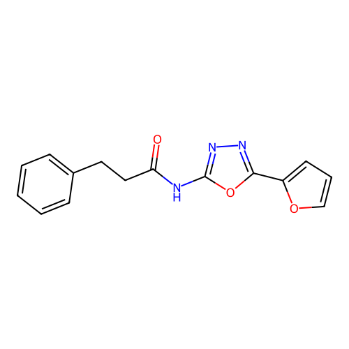 N-(5-(furan-2-yl)-1,3,4-oxadiazol-2-yl)-3-phenylpropanamide structure