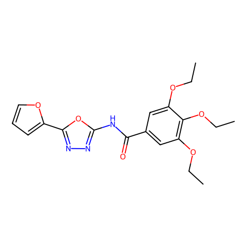 3,4,5-triethoxy-N-[5-(furan-2-yl)-1,3,4-oxadiazol-2-yl]benzamide structure