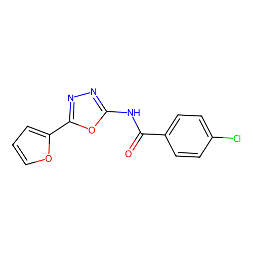 4-chloro-N-[5-(furan-2-yl)-1,3,4-oxadiazol-2-yl]benzamide structure