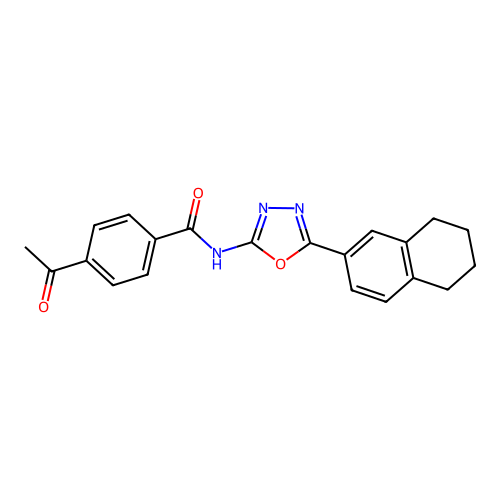 4-acetyl-N-(5-(5,6,7,8-tetrahydronaphthalen-2-yl)-1,3,4-oxadiazol-2-yl)benzamide structure