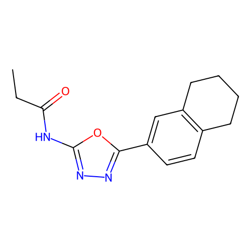 N-[5-(5,6,7,8-tetrahydronaphthalen-2-yl)-1,3,4-oxadiazol-2-yl]propanamide structure