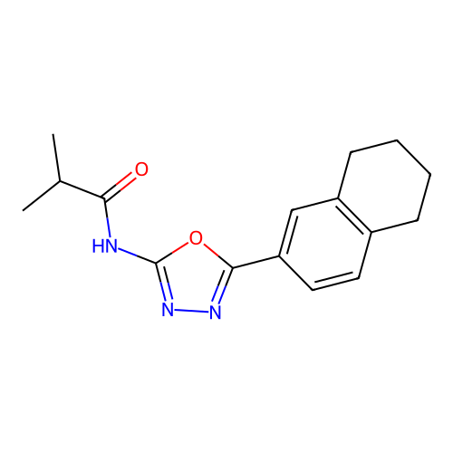 2-methyl-N-[5-(5,6,7,8-tetrahydronaphthalen-2-yl)-1,3,4-oxadiazol-2-yl]propanamide structure