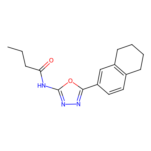 N-[5-(5,6,7,8-tetrahydronaphthalen-2-yl)-1,3,4-oxadiazol-2-yl]butanamide structure