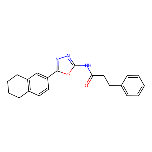 3-phenyl-N-[5-(5,6,7,8-tetrahydronaphthalen-2-yl)-1,3,4-oxadiazol-2-yl]propanamide structure