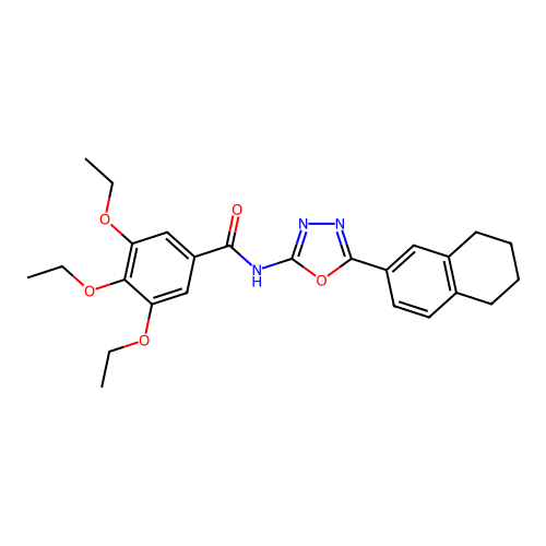 3,4,5-triethoxy-N-[5-(5,6,7,8-tetrahydronaphthalen-2-yl)-1,3,4-oxadiazol-2-yl]benzamide structure