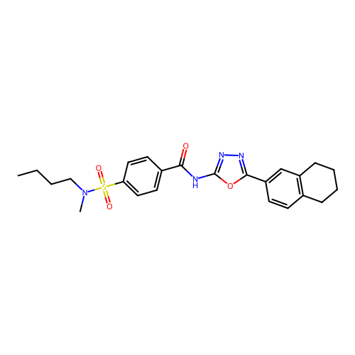 4-[butyl(methyl)sulfamoyl]-N-[5-(5,6,7,8-tetrahydronaphthalen-2-yl)-1,3,4-oxadiazol-2-yl]benzamide structure