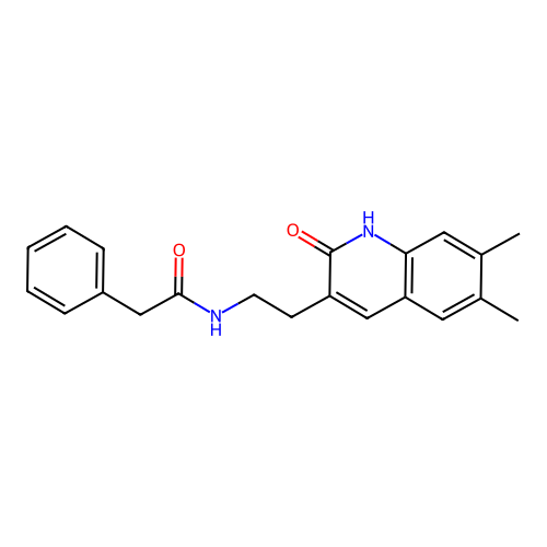 N-[2-(6,7-dimethyl-2-oxo-1H-quinolin-3-yl)ethyl]-2-phenylacetamide structure
