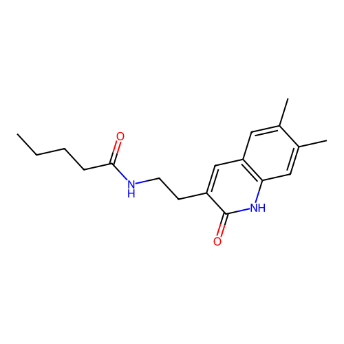 N-(2-(6,7-dimethyl-2-oxo-1,2-dihydroquinolin-3-yl)ethyl)pentanamide structure