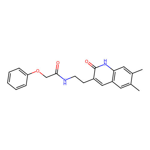 N-[2-(6,7-dimethyl-2-oxo-1H-quinolin-3-yl)ethyl]-2-phenoxyacetamide structure