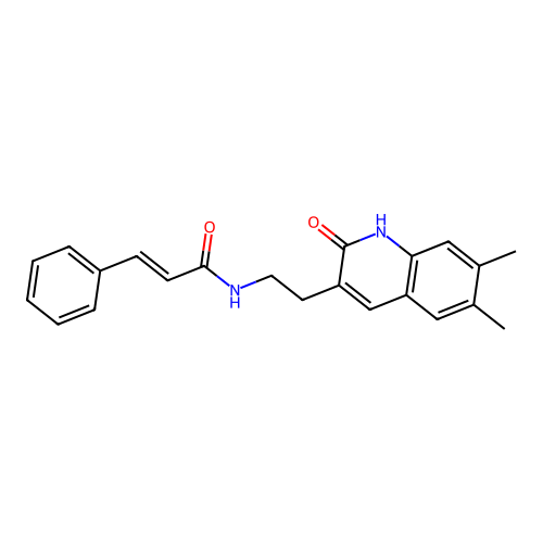 (E)-N-[2-(6,7-dimethyl-2-oxo-1H-quinolin-3-yl)ethyl]-3-phenylprop-2-enamide structure