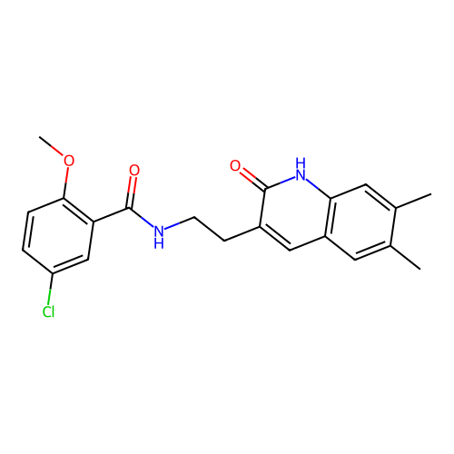 5-chloro-N-[2-(6,7-dimethyl-2-oxo-1H-quinolin-3-yl)ethyl]-2-methoxybenzamide structure
