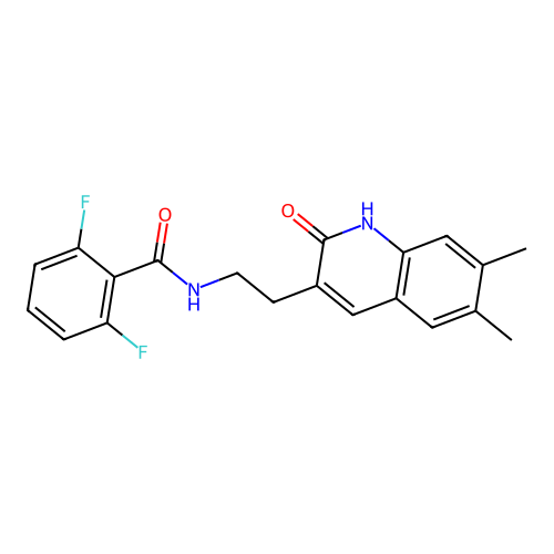 N-(2-(6,7-dimethyl-2-oxo-1,2-dihydroquinolin-3-yl)ethyl)-2,6-difluorobenzamide structure