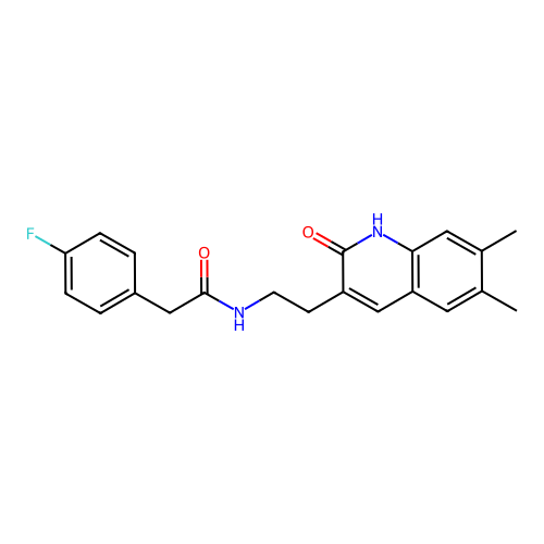 N-[2-(6,7-dimethyl-2-oxo-1H-quinolin-3-yl)ethyl]-2-(4-fluorophenyl)acetamide structure