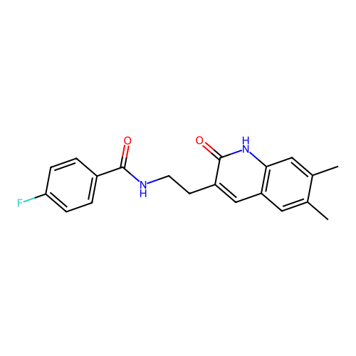 N-(2-(6,7-dimethyl-2-oxo-1,2-dihydroquinolin-3-yl)ethyl)-4-fluorobenzamide structure
