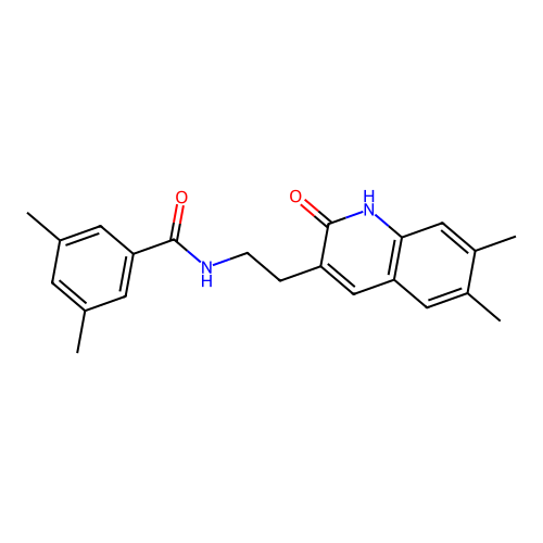 N-[2-(6,7-dimethyl-2-oxo-1H-quinolin-3-yl)ethyl]-3,5-dimethylbenzamide structure