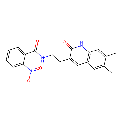 N-[2-(6,7-dimethyl-2-oxo-1H-quinolin-3-yl)ethyl]-2-nitrobenzamide structure