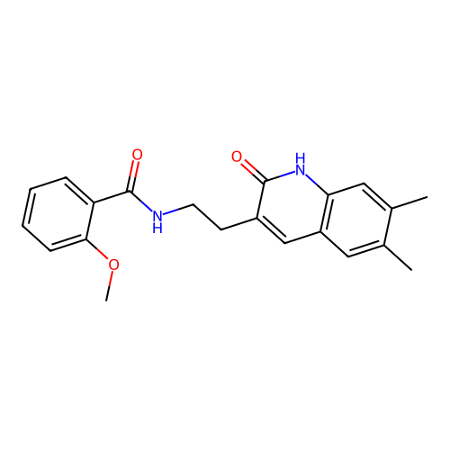 N-[2-(6,7-dimethyl-2-oxo-1H-quinolin-3-yl)ethyl]-2-methoxybenzamide structure