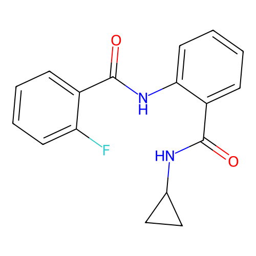 N-cyclopropyl-2-[(2-fluorobenzoyl)amino]benzamide structure