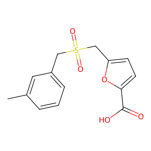 5-{[(3-Methylbenzyl)sulfonyl]methyl}-2-furoic acid structure