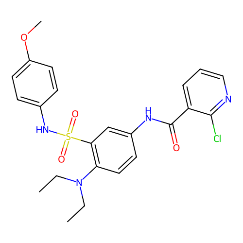 2-chloro-N-[4-(diethylamino)-3-[(4-methoxyphenyl)sulfamoyl]phenyl]pyridine-3-carboxamide structure