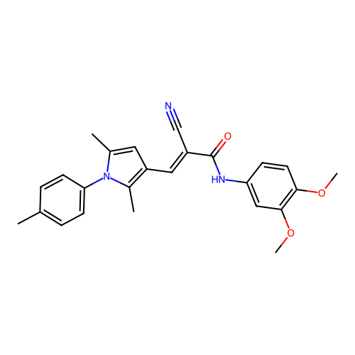 (E)-2-cyano-N-(3,4-dimethoxyphenyl)-3-[2,5-dimethyl-1-(4-methylphenyl)pyrrol-3-yl]prop-2-enamide structure