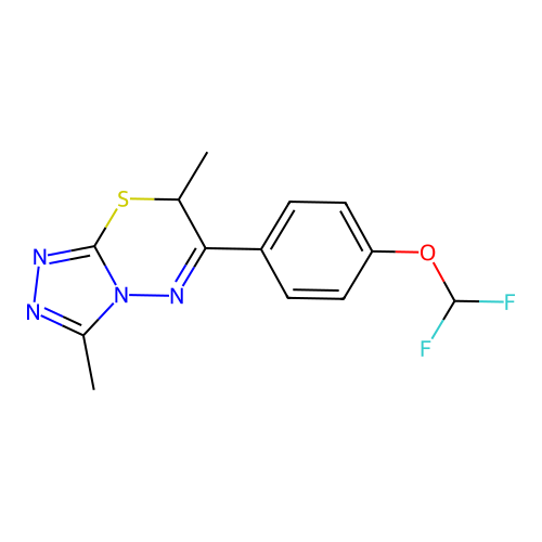 6-[4-(difluoromethoxy)phenyl]-3,7-dimethyl-7H-[1,2,4]triazolo[3,4-b][1,3,4]thiadiazine structure