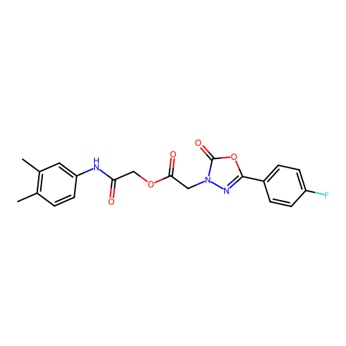 [2-(3,4-dimethylanilino)-2-oxoethyl] 2-[5-(4-fluorophenyl)-2-oxo-1,3,4-oxadiazol-3-yl]acetate structure