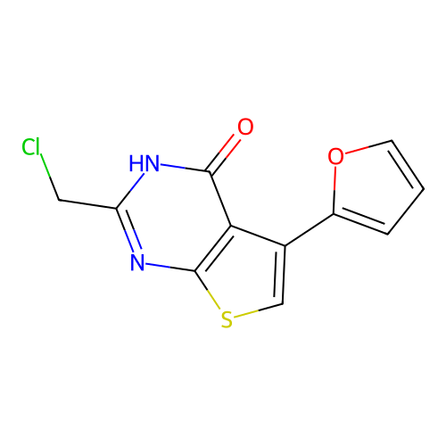 2-(chloromethyl)-5-(furan-2-yl)-3H,4H-thieno(2,3-d)pyrimidin-4-one structure