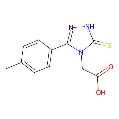 2-[3-(4-methylphenyl)-5-sulfanyl-4H-1,2,4-triazol-4-yl]acetic acid structure