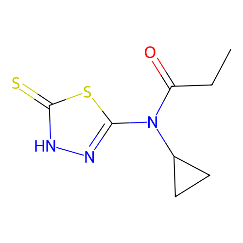 N-cyclopropyl-N-(5-sulfanyl-1,3,4-thiadiazol-2-yl)propanamide structure