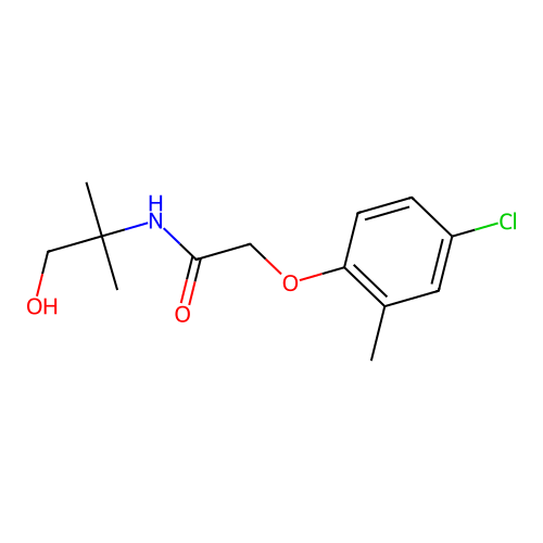 2-(4-chloro-2-methylphenoxy)-N-(1-hydroxy-2-methylpropan-2-yl)acetamide structure