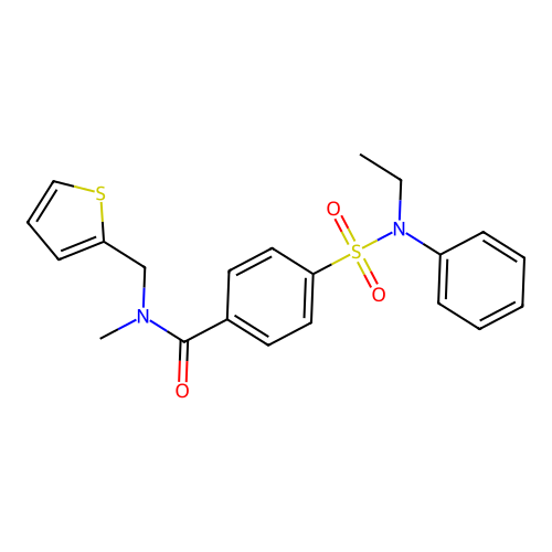 4-[ethyl(phenyl)sulfamoyl]-N-methyl-N-(thiophen-2-ylmethyl)benzamide structure