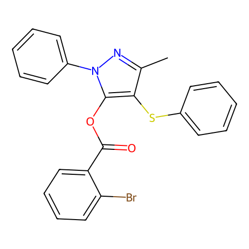 (5-Methyl-2-phenyl-4-phenylsulfanylpyrazol-3-yl) 2-bromobenzoate structure