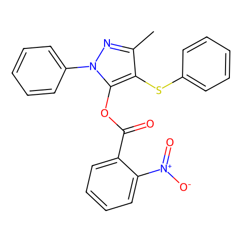(5-Methyl-2-phenyl-4-phenylsulfanylpyrazol-3-yl) 2-nitrobenzoate structure