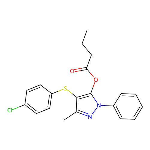 [4-(4-Chlorophenyl)sulfanyl-5-methyl-2-phenylpyrazol-3-yl] butanoate structure