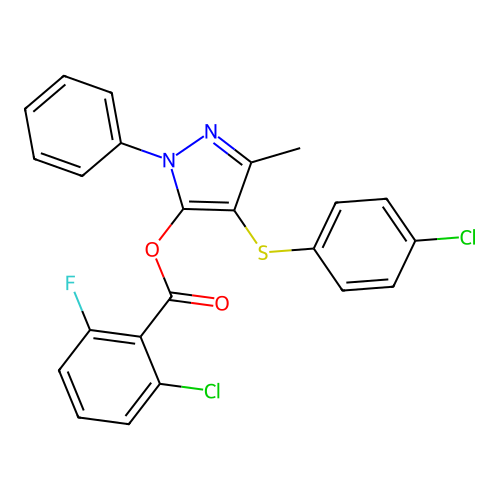 4-((4-chlorophenyl)thio)-3-methyl-1-phenyl-1H-pyrazol-5-yl 2-chloro-6-fluorobenzoate structure