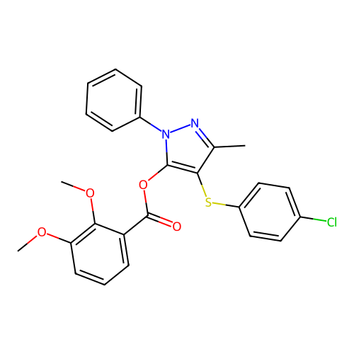 4-((4-chlorophenyl)thio)-3-methyl-1-phenyl-1H-pyrazol-5-yl 2,3-dimethoxybenzoate structure